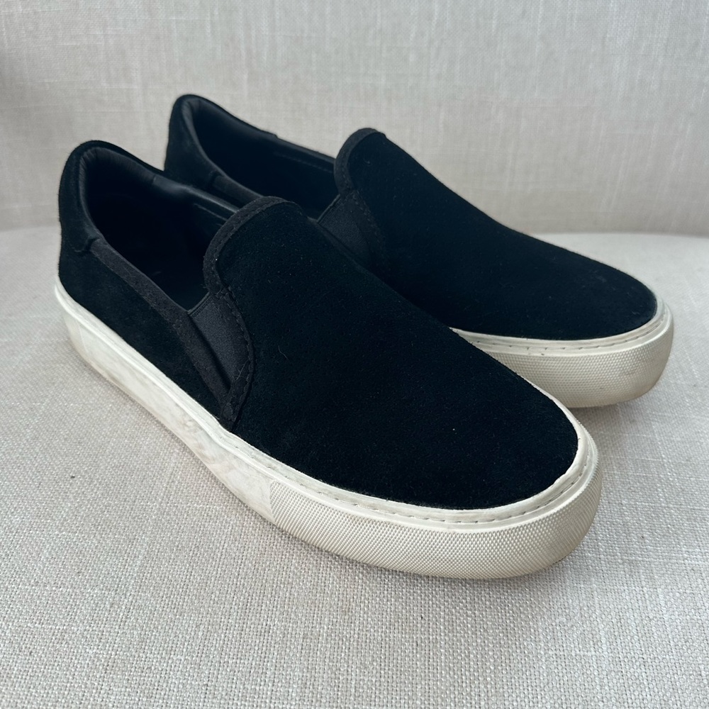 UGG Abies Black Suede Perforated Slip On Sneaker - Size 7.5